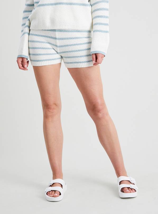 Blue Stripe Knitted Coord Shorts - 18